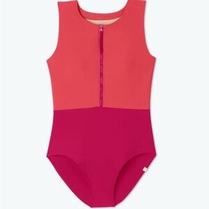 Summersalt sz 2 zipper one piece swimsuit magenta pink orange